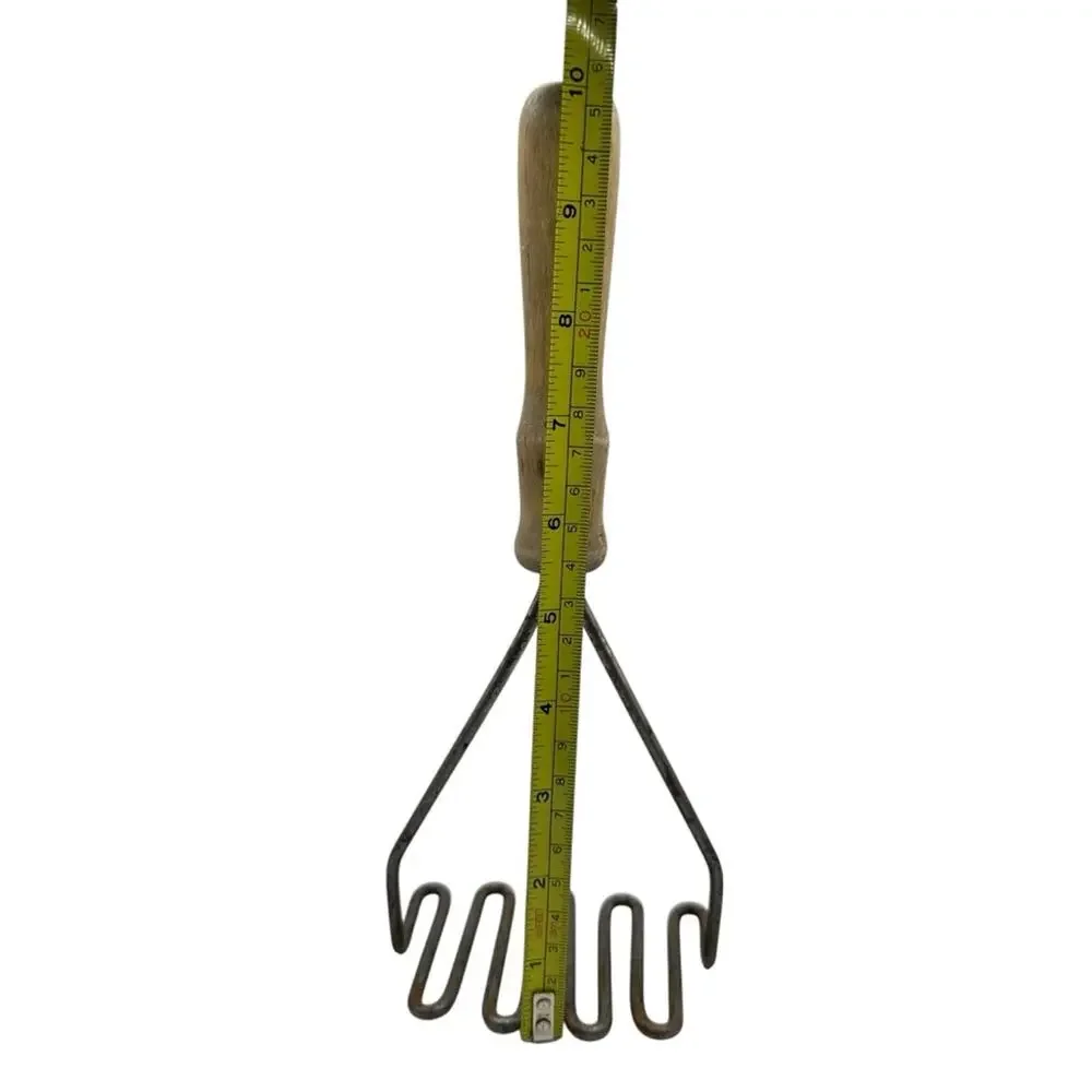 Vintage Potato Masher Wooden Handle Metal Farmhouse Decor 10 inch